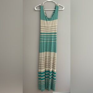 Gilli Teal and Cream Striped Maxi Dress